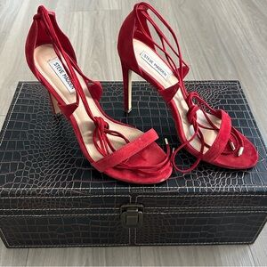 Steve Madden Strappy Red Suede High Heel Size 9 M
